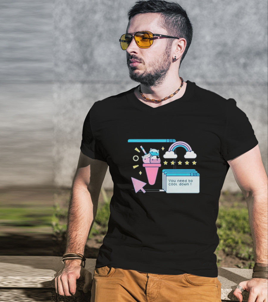 You Need To Cool Down Pastel Computer Icon With Rainbow And Star Elements T-Shirt