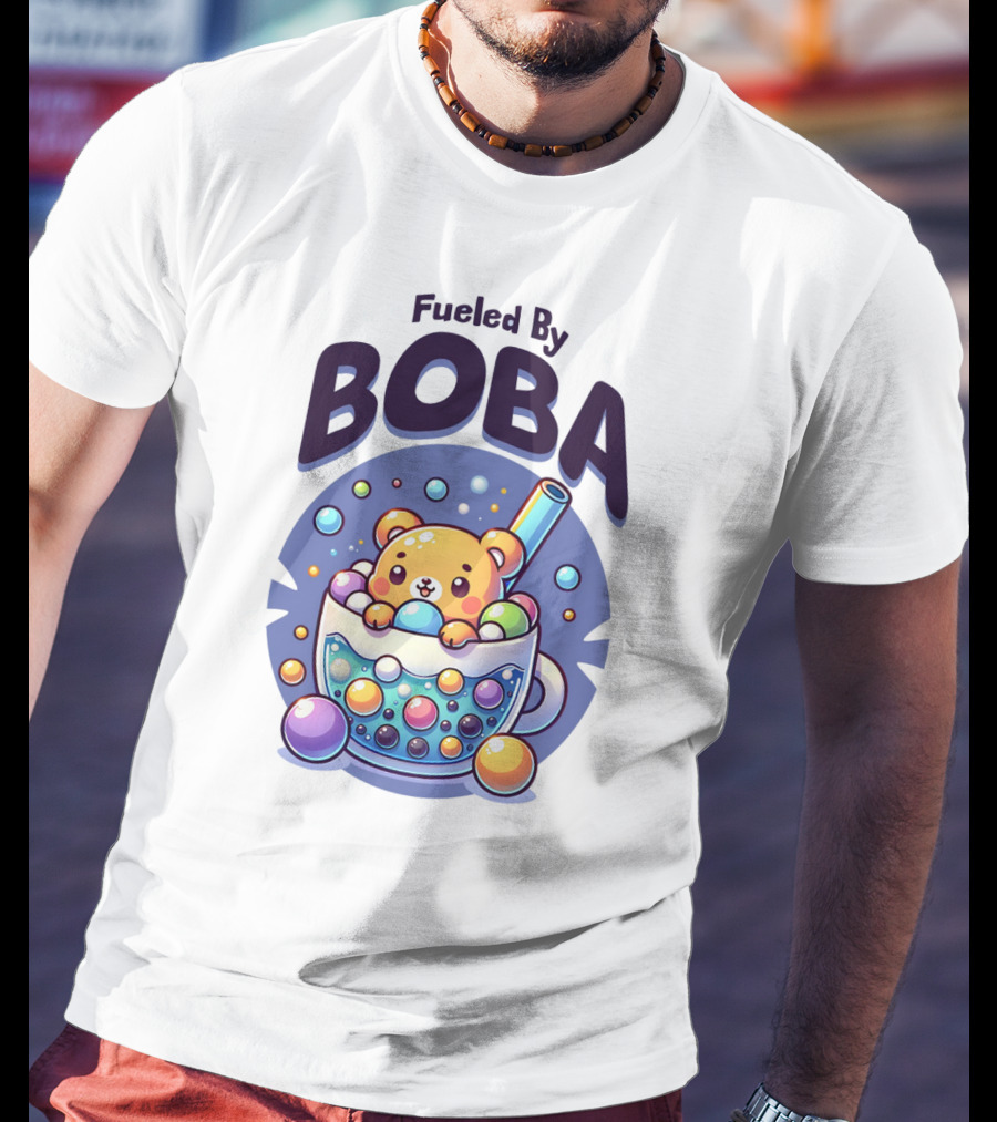 Fueled By Boba Cute Bubble Tea Bear T-Shirt