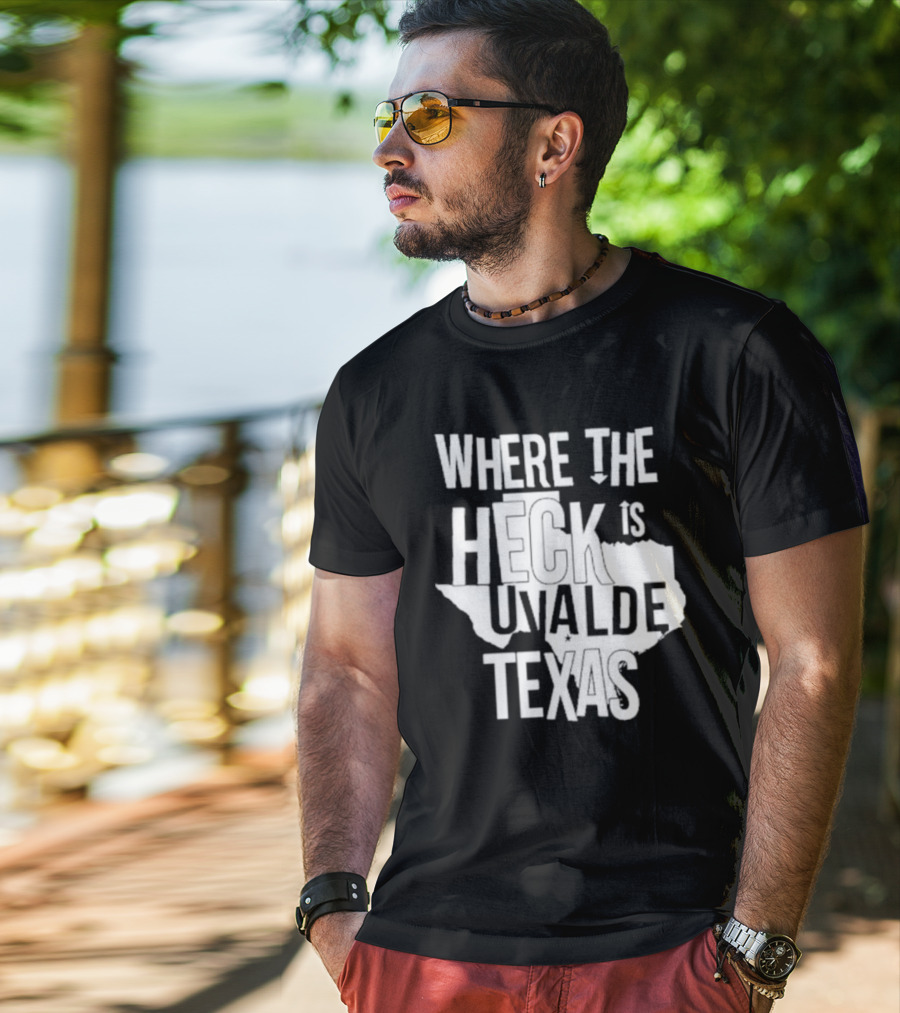 Where The Heck Is Uvalde Texas Map Outline T-Shirt