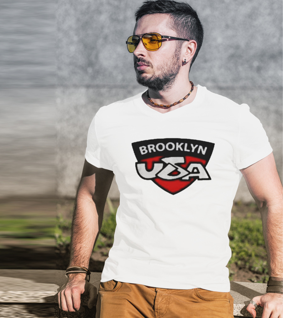 Brooklyn USA Red Black Shield Emblem T-Shirt