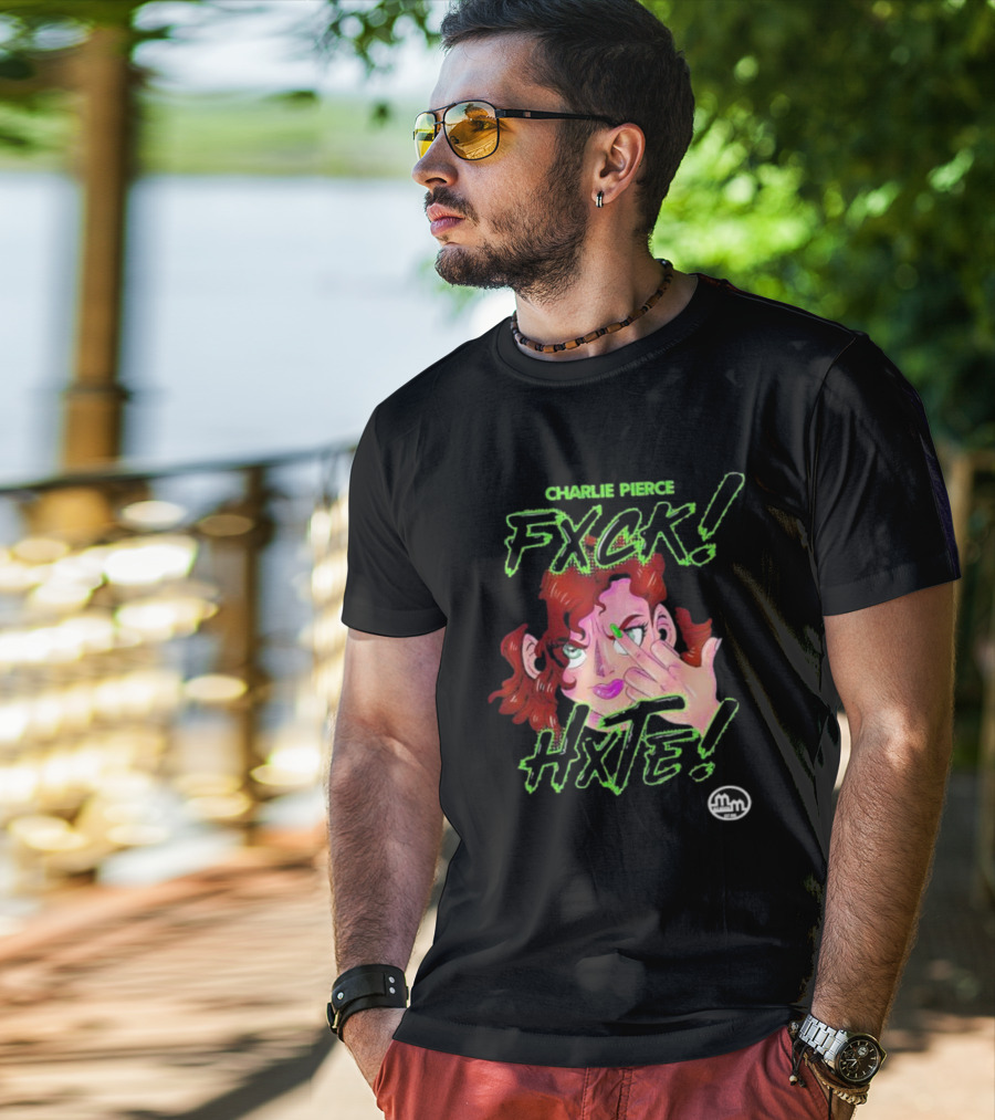 Charlie Pierce Fxck Hxte Redhead Character Green Accent T-Shirt