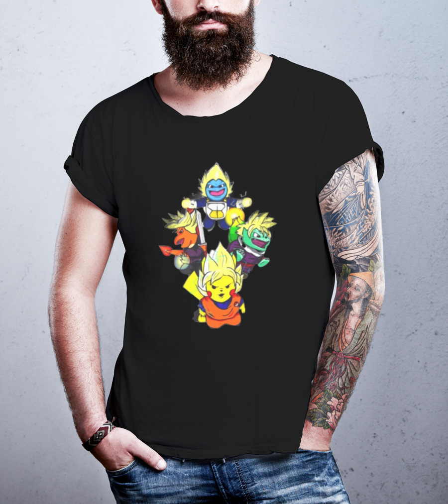 Dragon Ball Super Saiyan Pokemon Crossover Characters T-Shirt