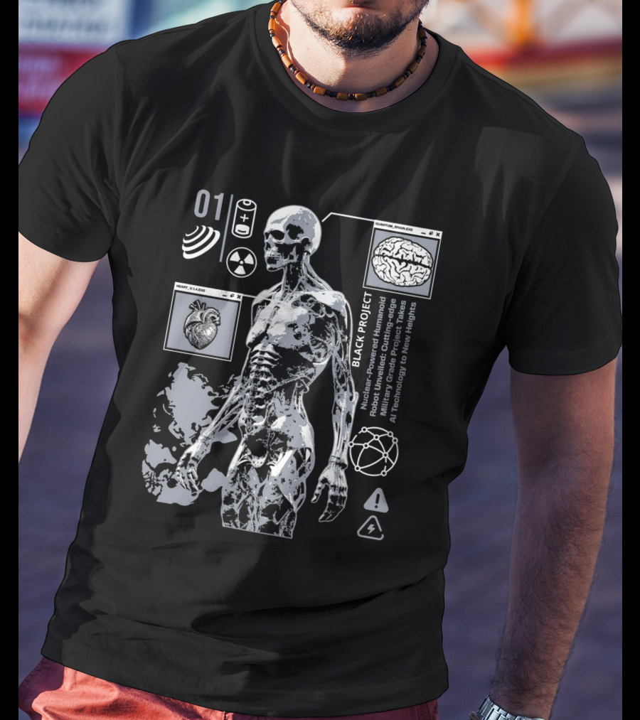 Black Project Nuclear Robust Humanoid Quantum Analysis T-Shirt