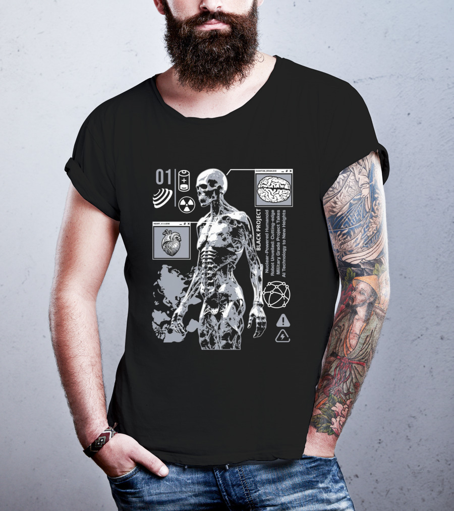Black Project Nuclear Robust Humanoid Quantum Analysis T-Shirt