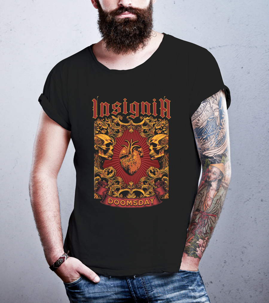Insignia Doomsday Ornamental Skull Heart T-Shirt