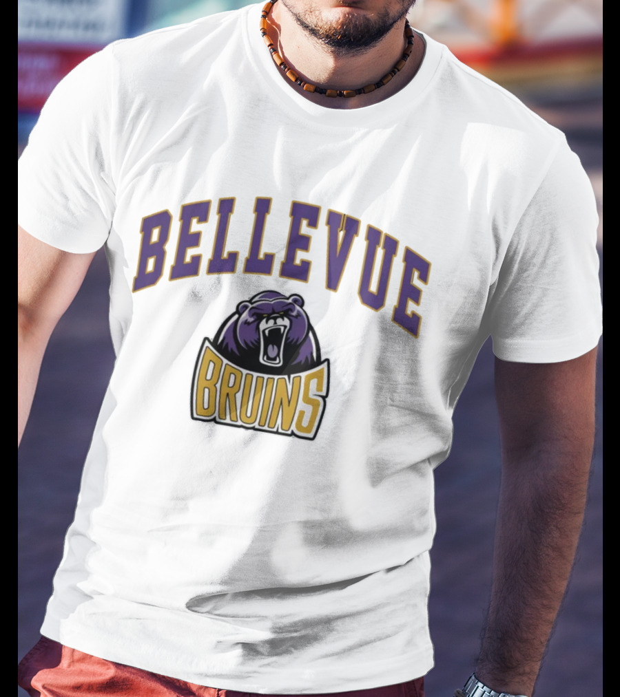 Bellevue University Bruins Roaring Bear Purple And Gold T-Shirt