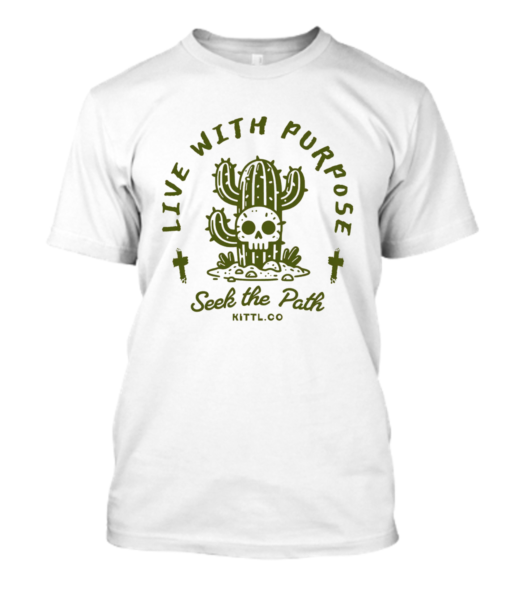 Live With Purpose Seek The Path Kittl Co Cactus Skull T-Shirt