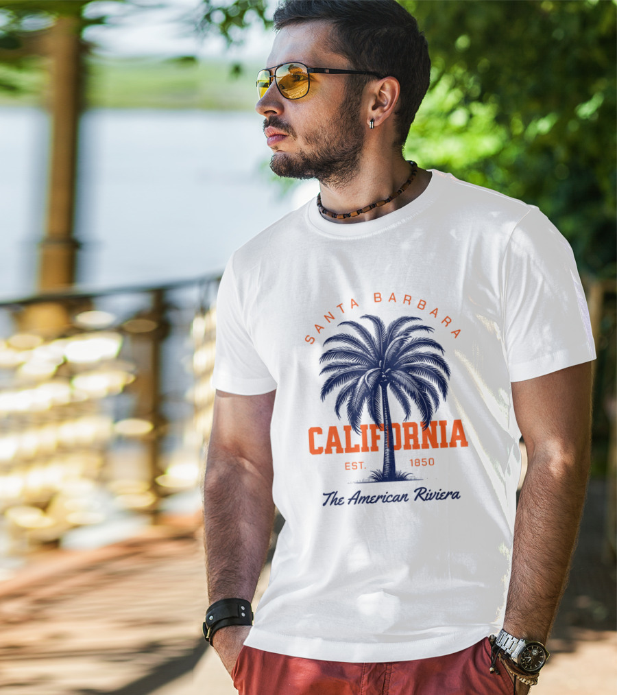 Santa Barbara California EST 1850 The American Riviera Palm Tree T-Shirt