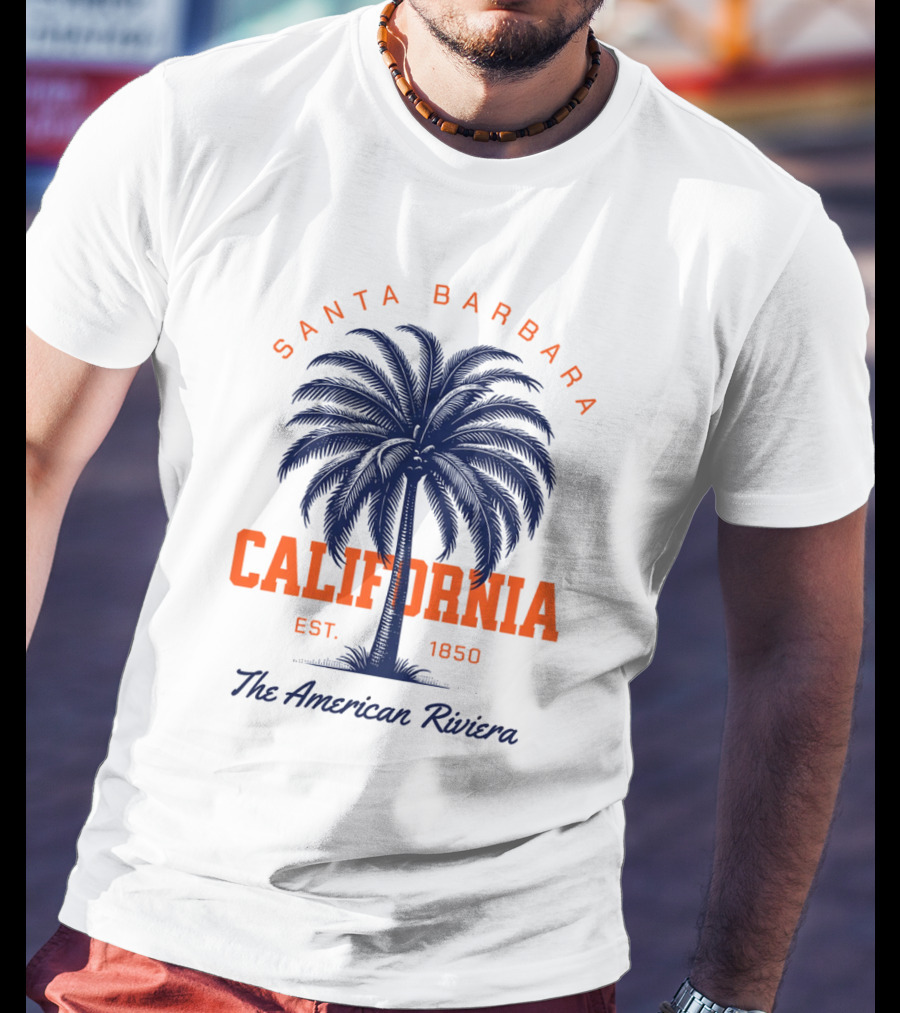 Santa Barbara California EST 1850 The American Riviera Palm Tree T-Shirt