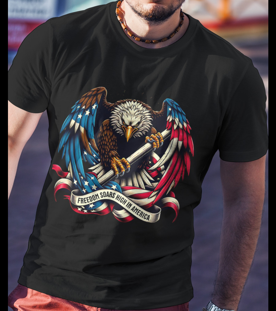 Strength In Unity Freedom Soars High In America Bald Eagle Flag T-Shirt