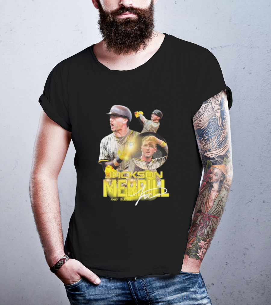 Jackson Merrill San Diego Padres Player Signature Baseball T-Shirt
