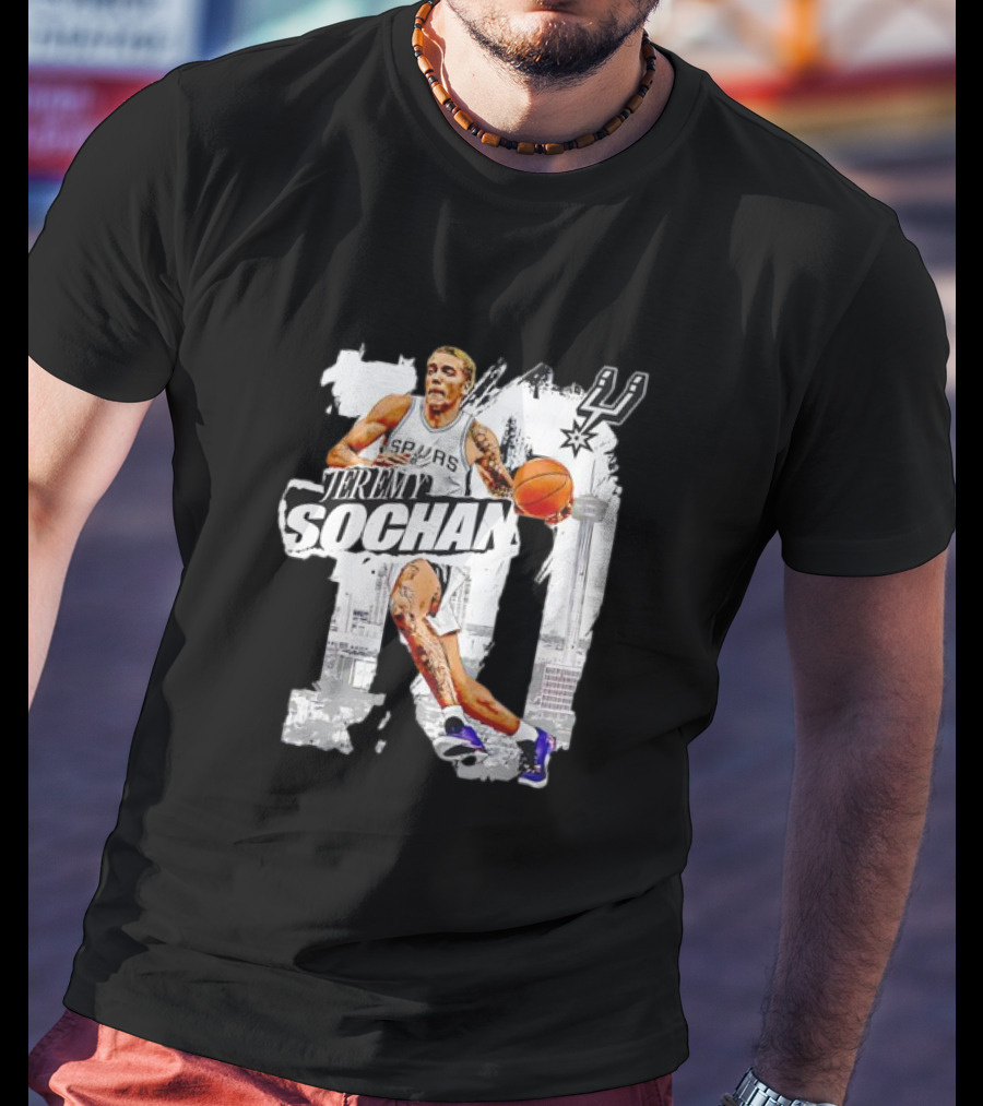 Jeremy Sochan Spurs Basketball San Antonio Skyline T-Shirt