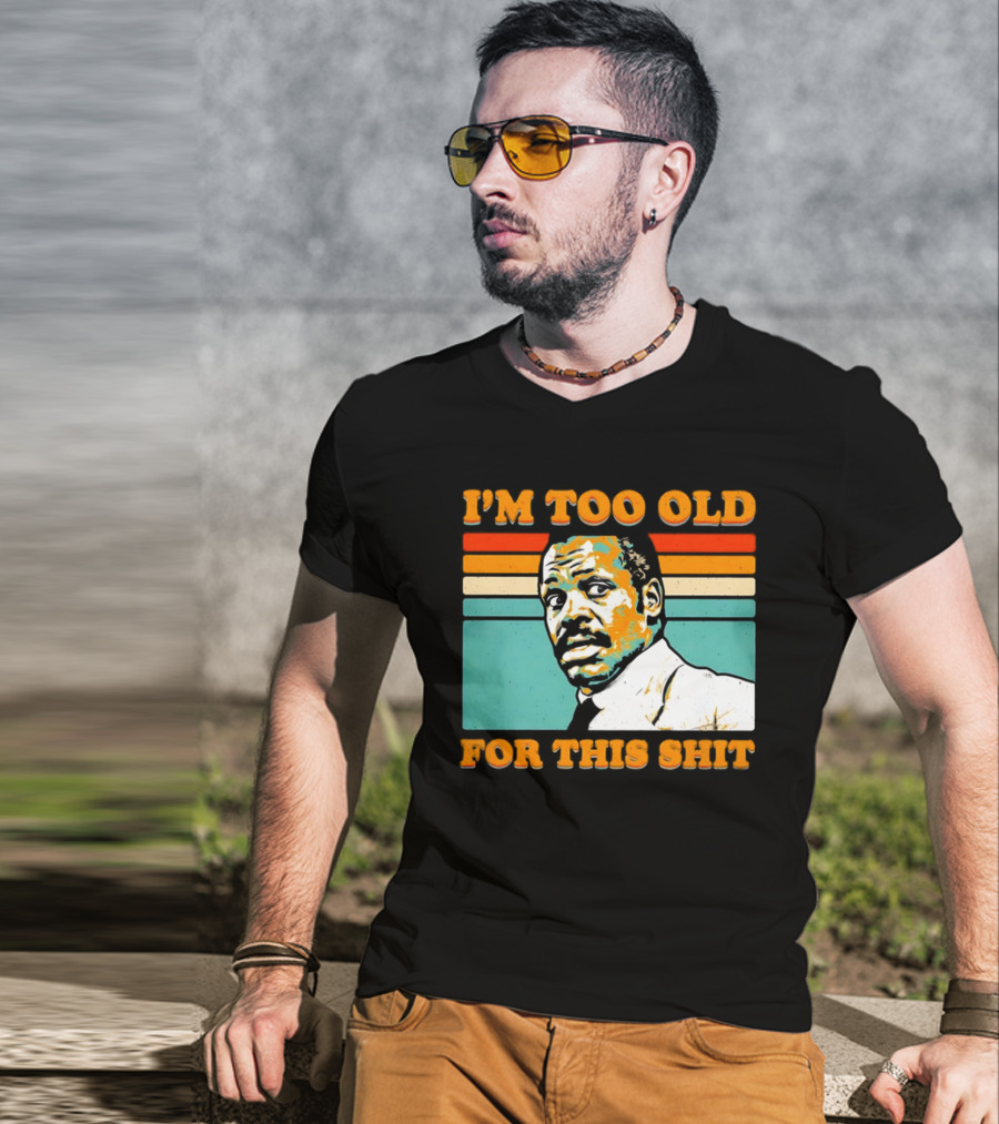 I'm Too Old For This Shit Vintage Roger Murtaugh Retro Stripe T-Shirt