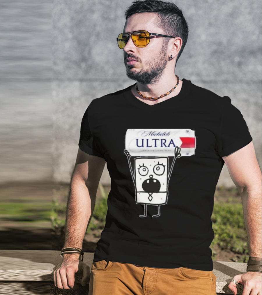 Doodlebob Michelob Ultra Holding Beer Can T-Shirt