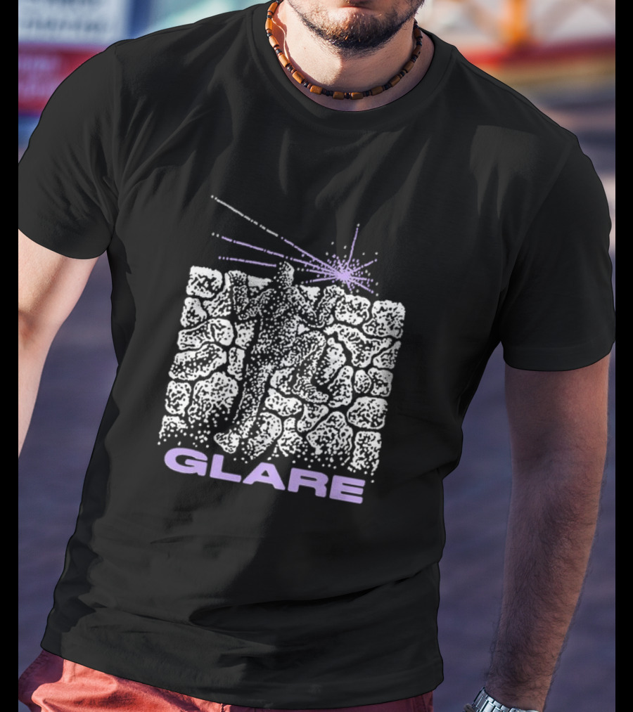 Glare Climber On Black Stone Wall With Purple Light Burst T-Shirt