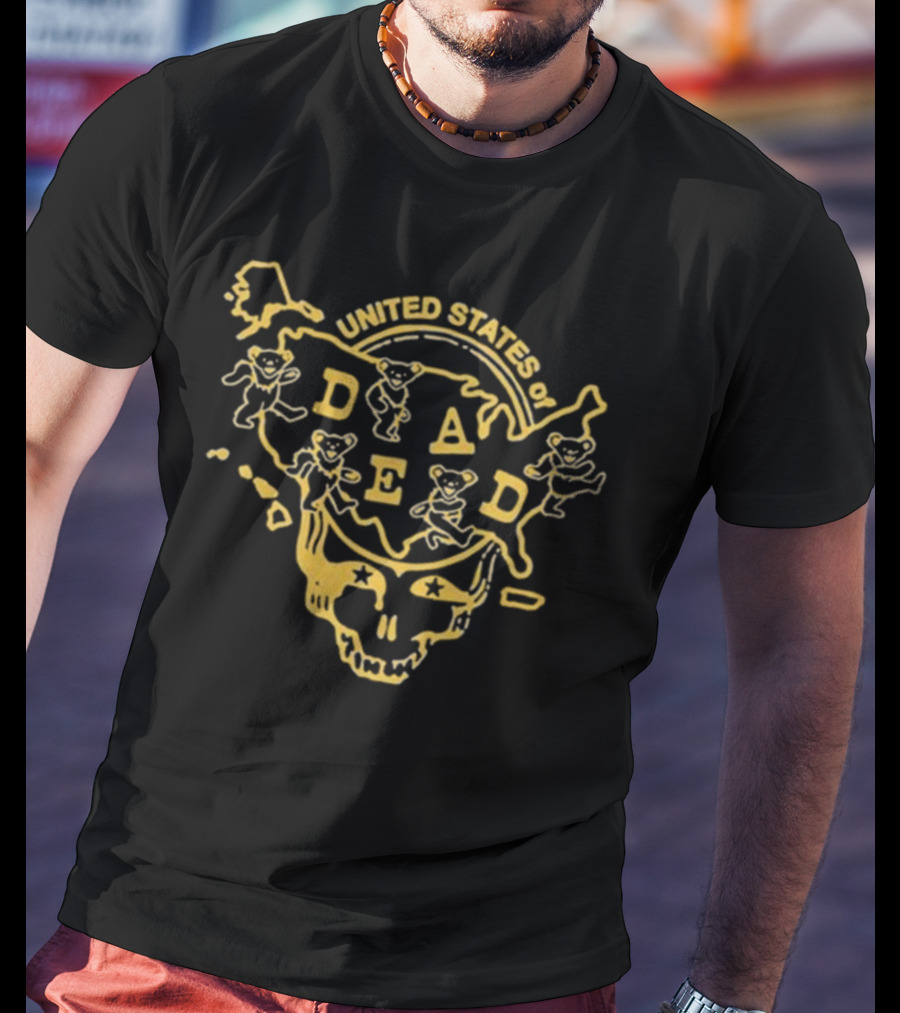 Grateful Dead United States Of Dead Dancing Bears Skull Map T-Shirt