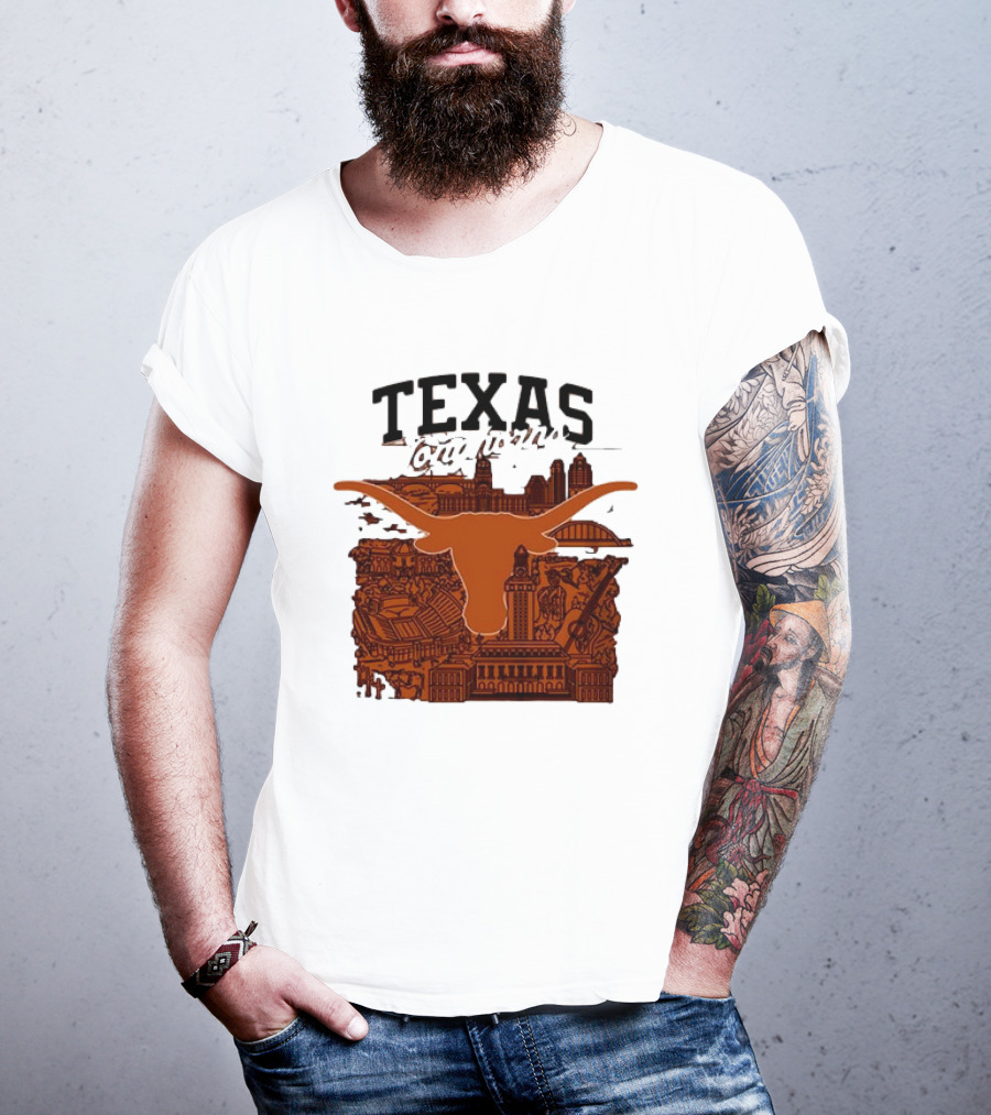 Texas Longhorns Burnt Orange City Skyline T-Shirt