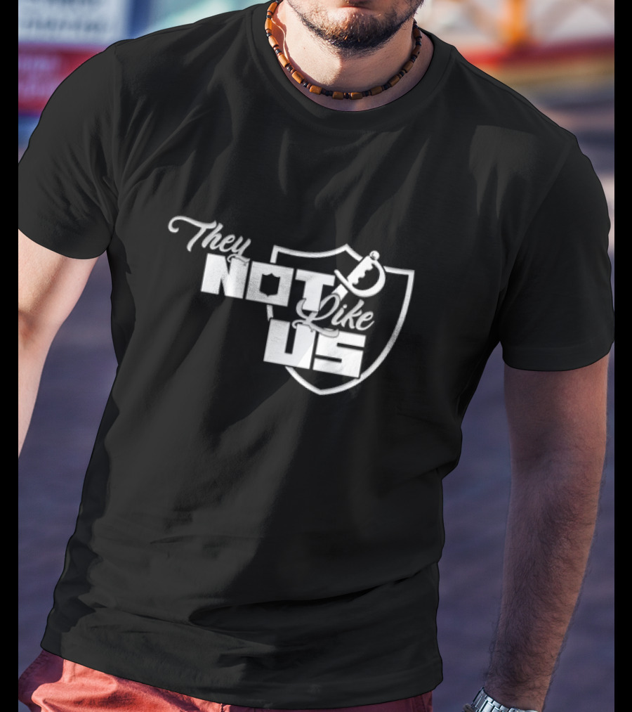 They Not Like Us Shield Logo Las Vegas Raiders T-Shirt