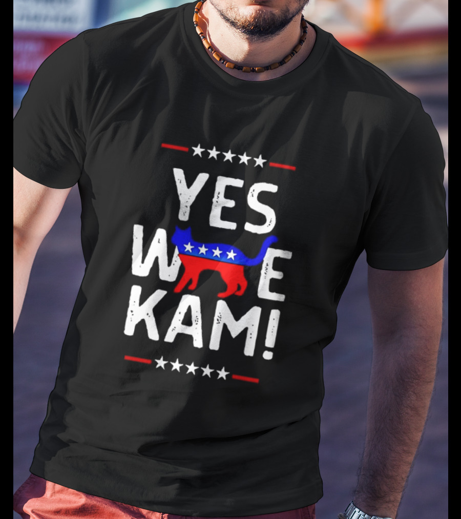 YES WE KAM CAT PRINT PATRIOTIC T-Shirt