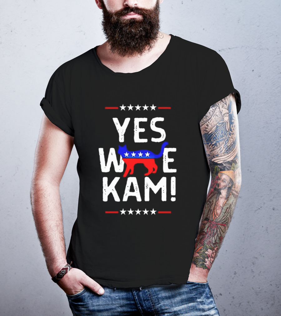 YES WE KAM CAT PRINT PATRIOTIC T-Shirt