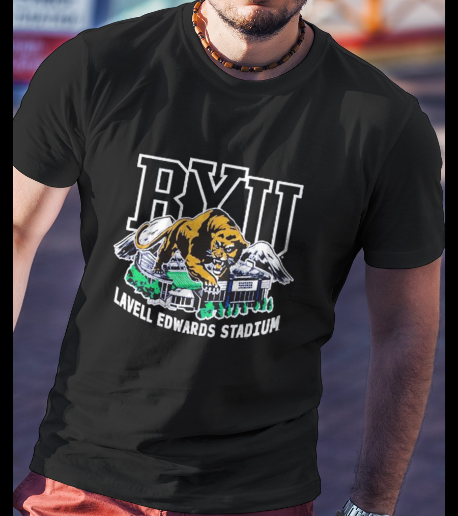 BYU Lavell Edwards Stadium Mountain Cougar T-Shirt