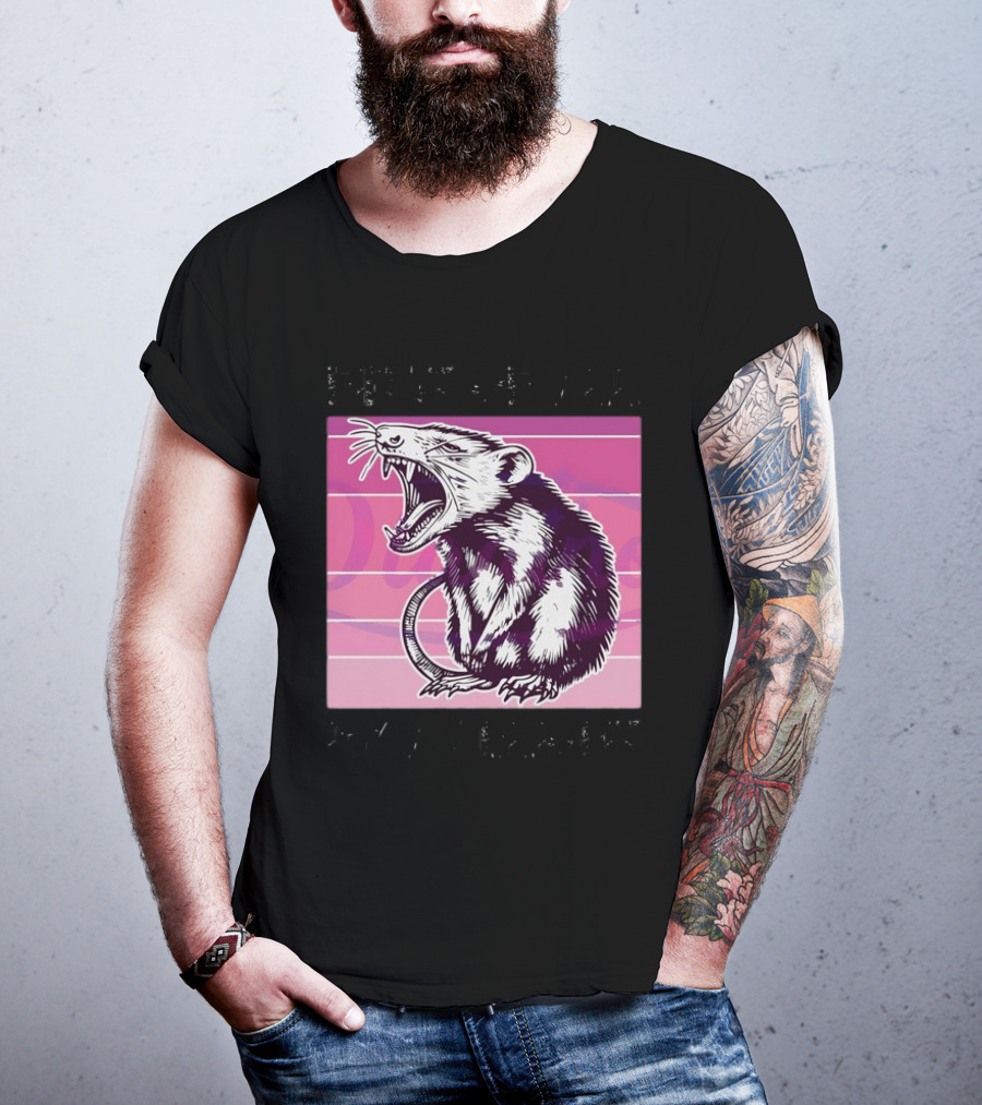 First Of All I’m A Delight Sarcastic Possum Yawning Sketch On Pink T-Shirt