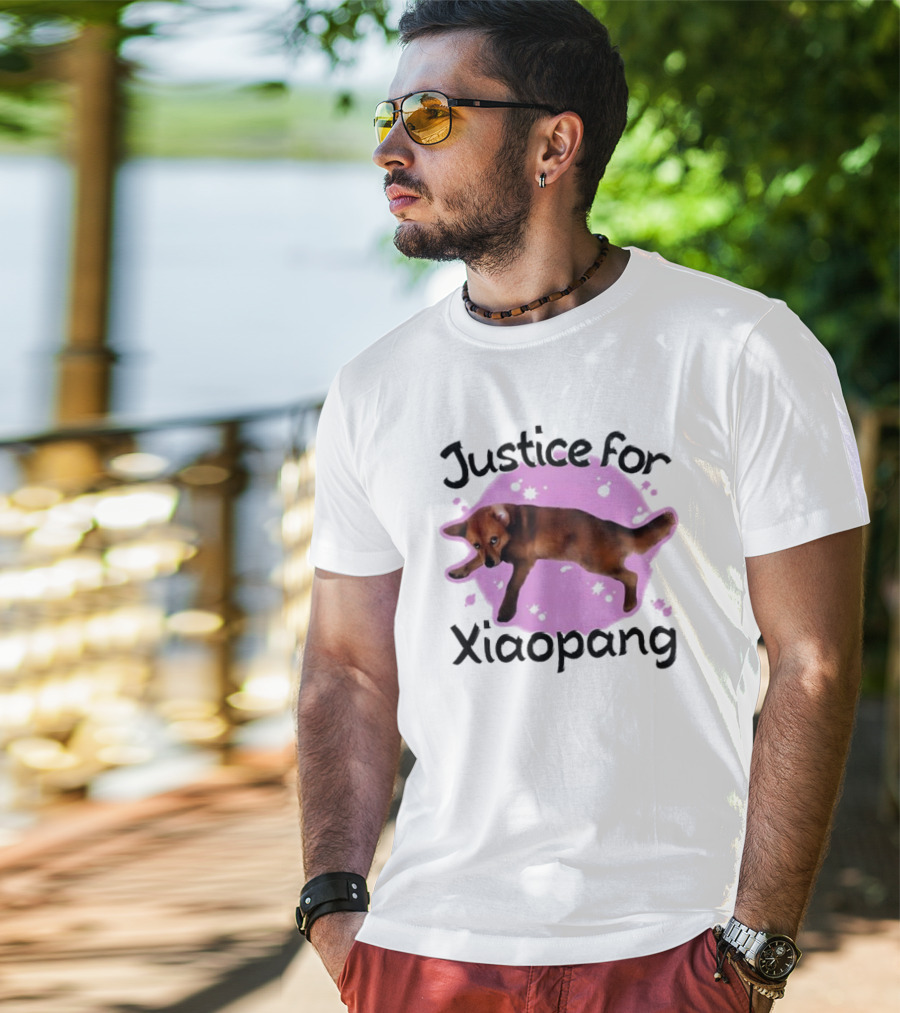 Justice For Xiaopang Cute Animal Pink Starry Circle T-Shirt