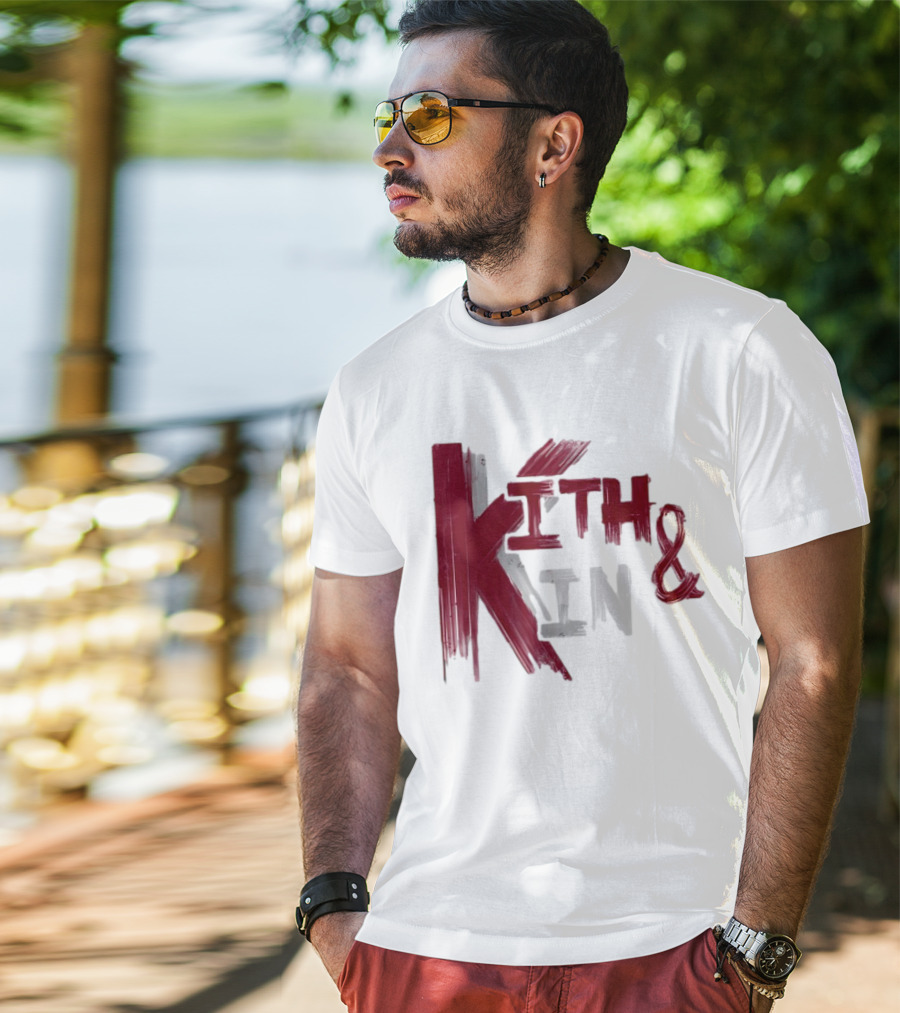 Kith And Kin Bold Red And Gray Text T-Shirt