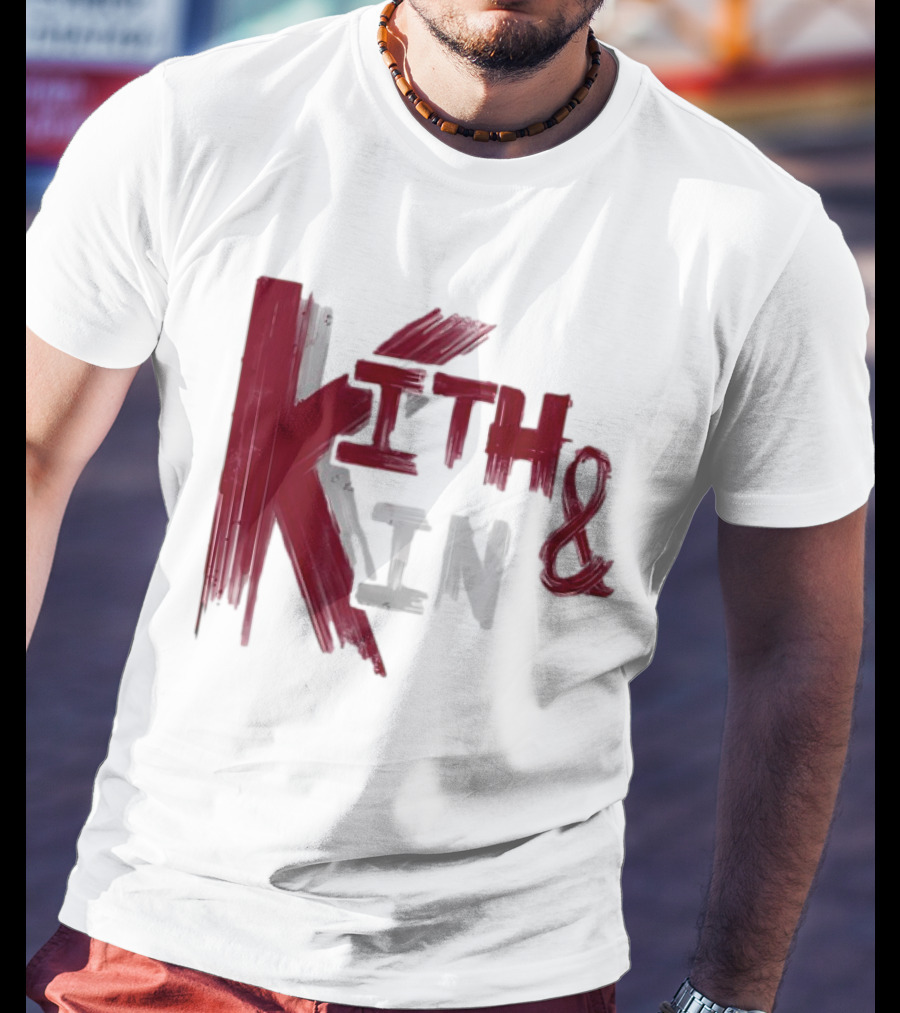 Kith And Kin Bold Red And Gray Text T-Shirt