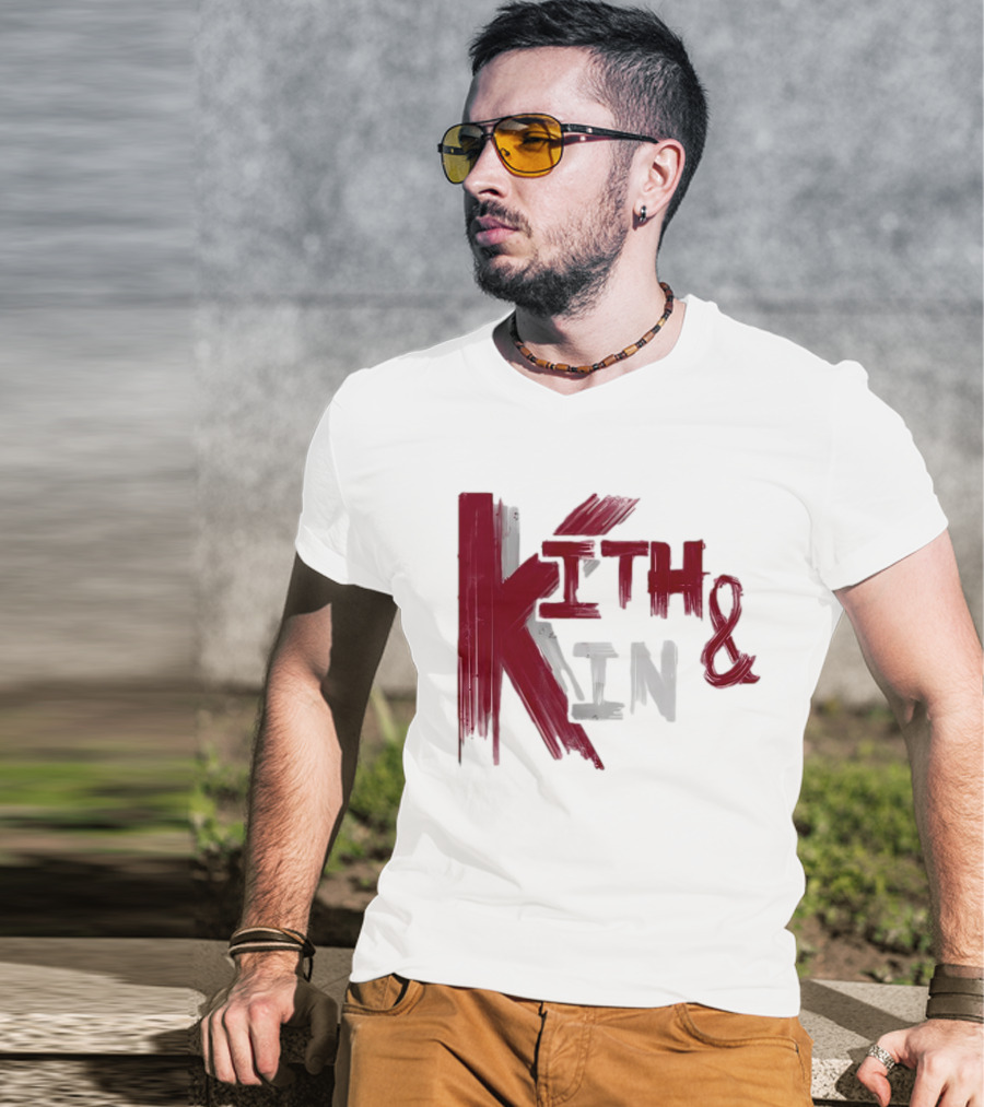 Kith And Kin Bold Red And Gray Text T-Shirt