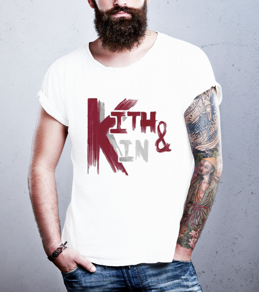 Kith And Kin Bold Red And Gray Text T-Shirt