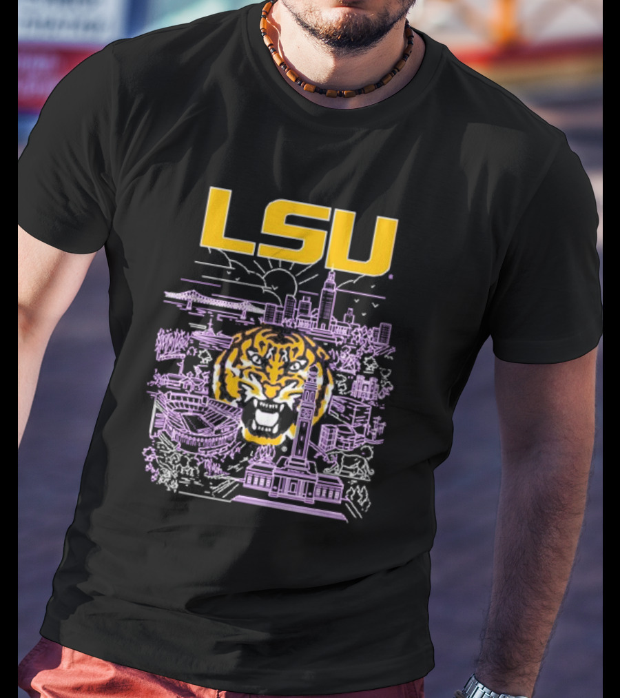 LSU Tigers City Skyline Baton Rouge Tiger T-Shirt