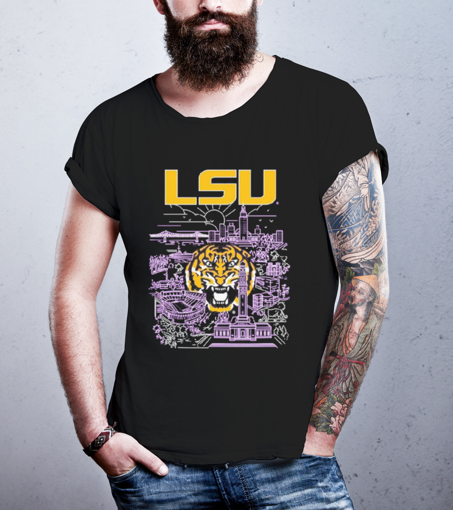 LSU Tigers City Skyline Baton Rouge Tiger T-Shirt