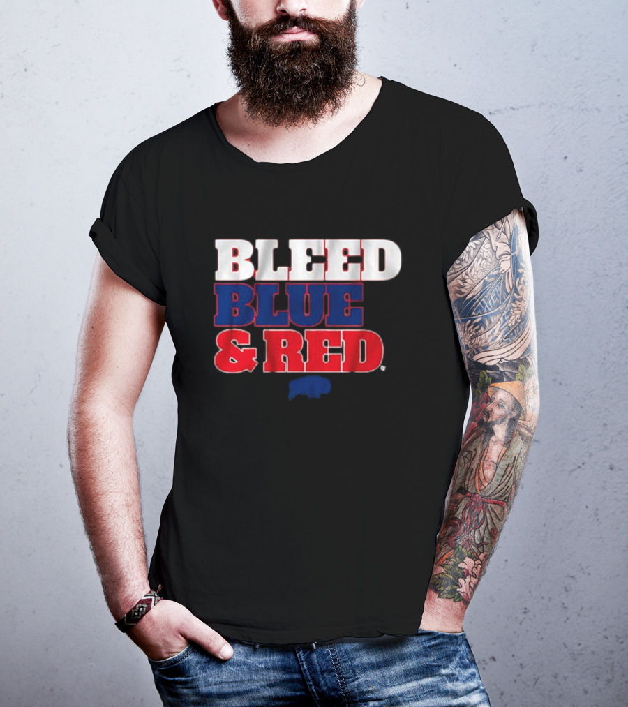 Buffalo Football Bleed Blue And Red Team Spirit T-Shirt