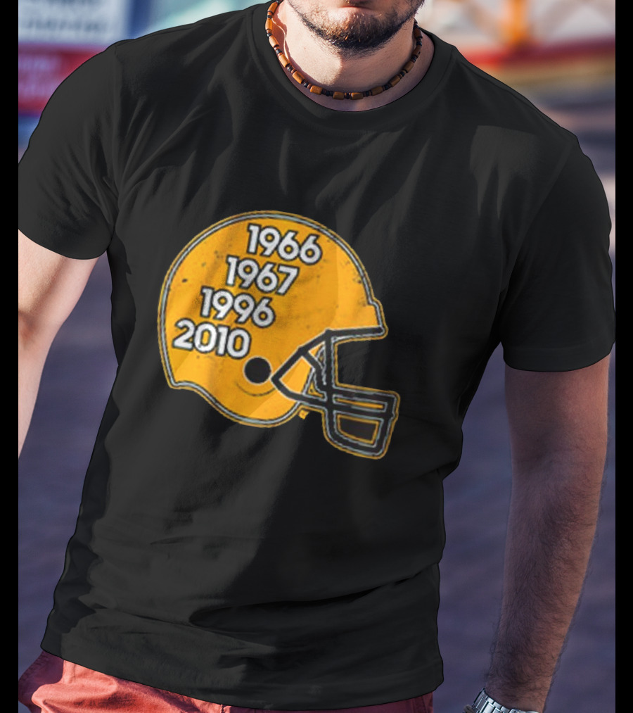 Green Bay Glory Years Helmet 1966 1967 1996 2010 Football T-Shirt
