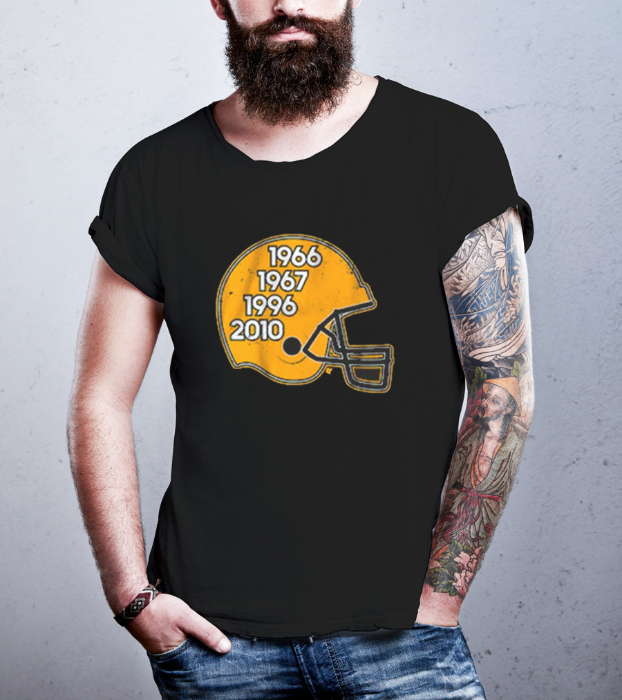 Green Bay Glory Years Helmet 1966 1967 1996 2010 Football T-Shirt