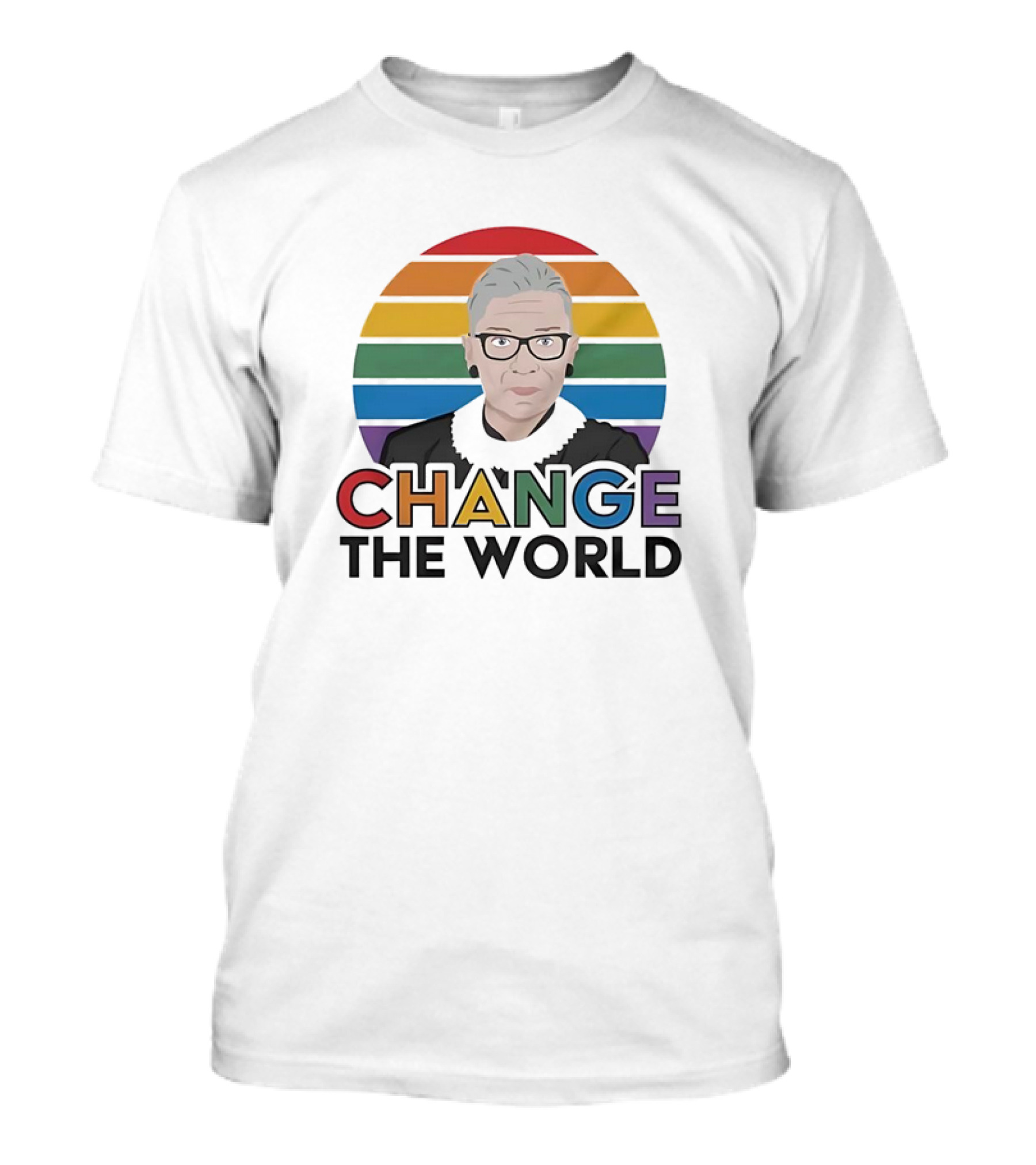 Change The World Ruth Bader Ginsburg Rainbow Stripes T-Shirt