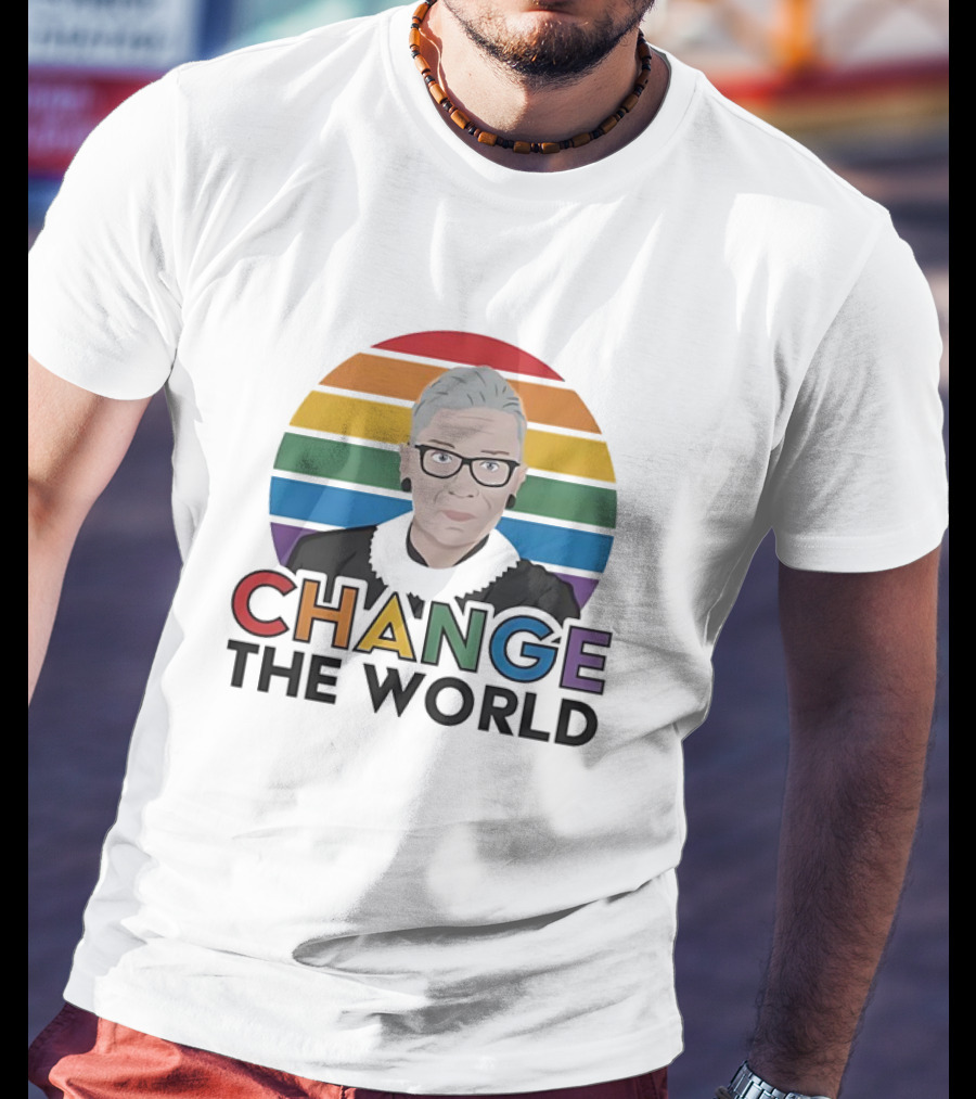 Change The World Ruth Bader Ginsburg Rainbow Stripes T-Shirt