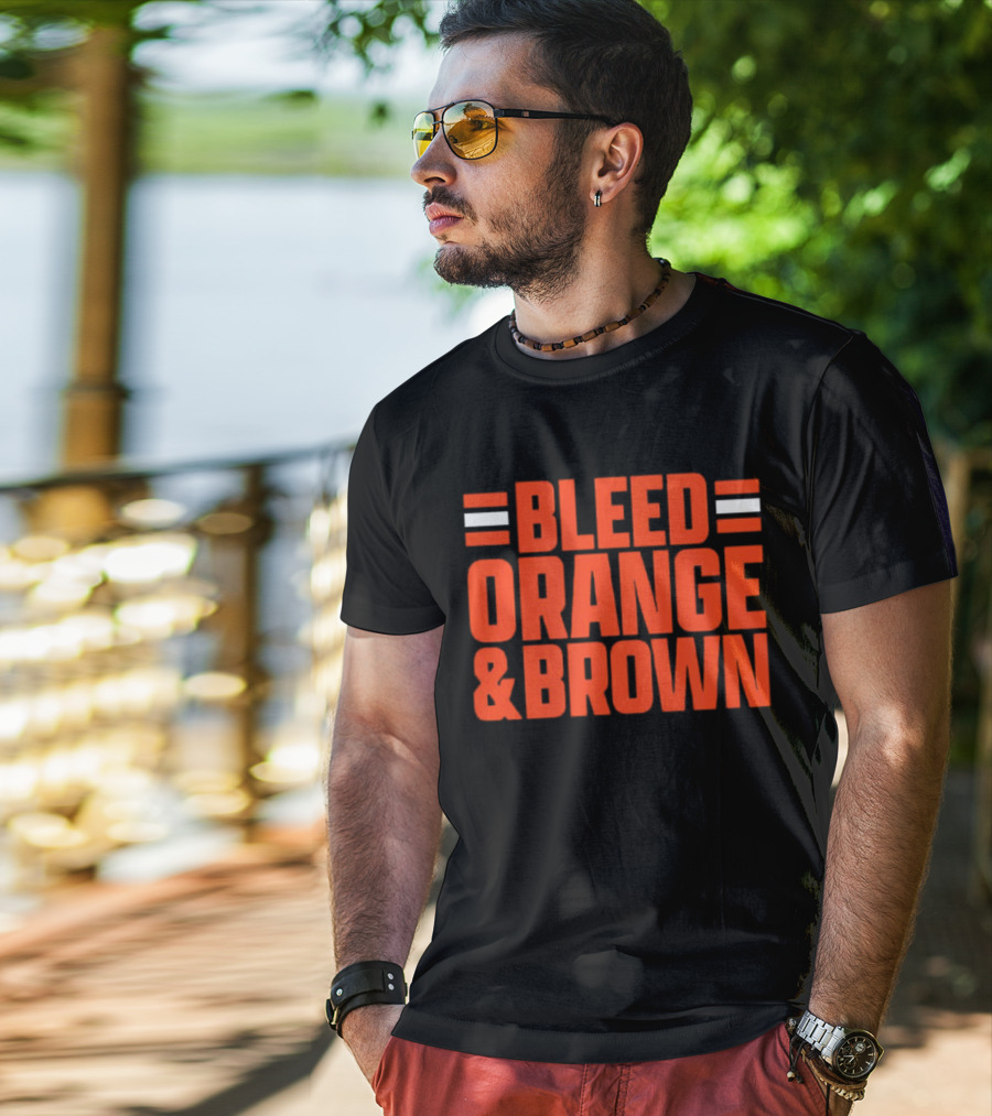 Bleed Orange And Brown Cleveland Browns T-Shirt