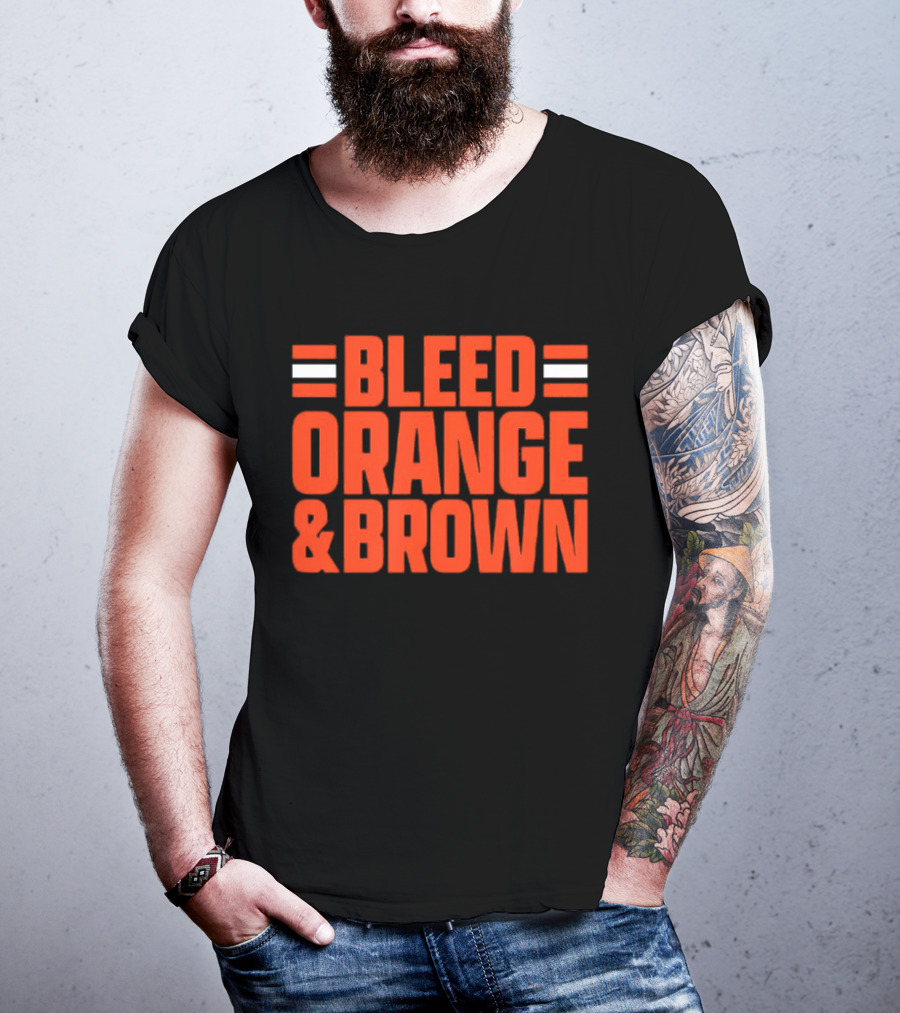 Bleed Orange And Brown Cleveland Browns T-Shirt