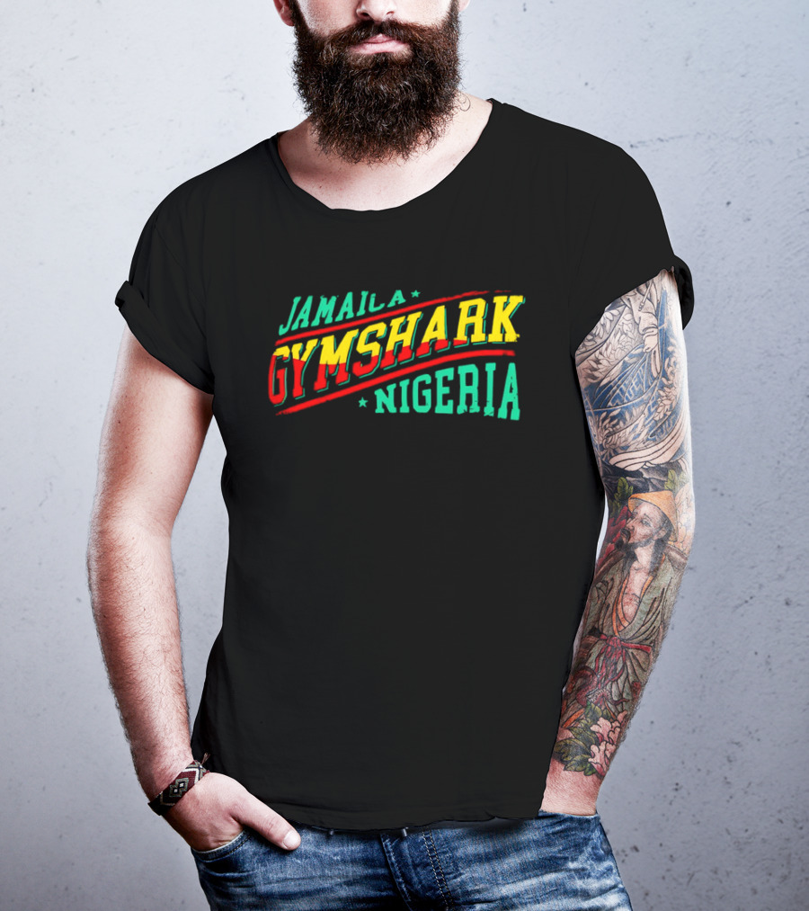 Jamaica Gymshark Nigeria Retro Styled Text T-Shirt