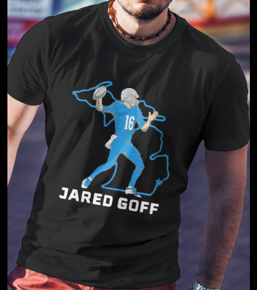 Jared Goff Detroit Football Star Quarterback Michigan Outline T-Shirt