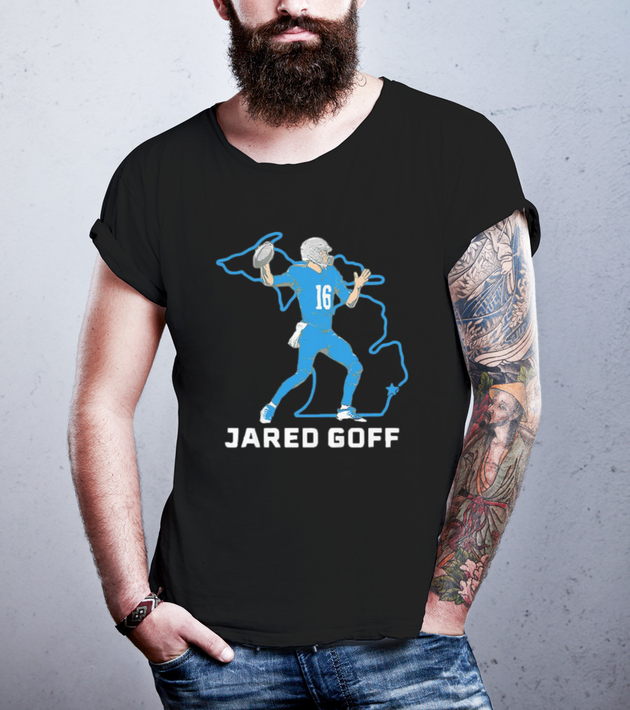 Jared Goff Detroit Football Star Quarterback Michigan Outline T-Shirt