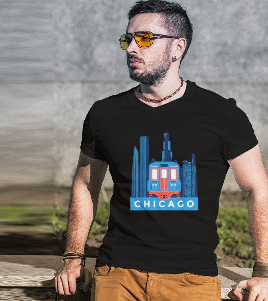 Chicago Skyline El Train T-Shirt