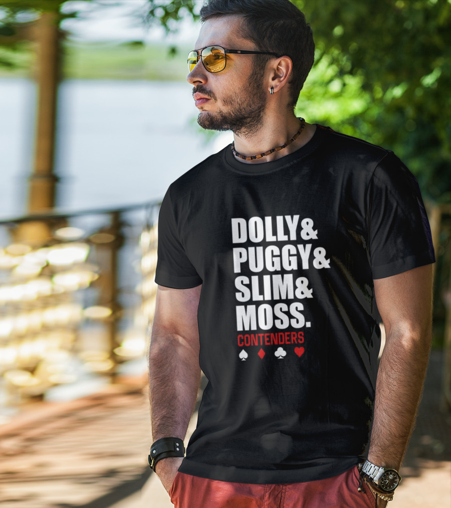 Dolly Puggy Slim Moss Contenders Spade Diamond Club Heart Icons T-Shirt