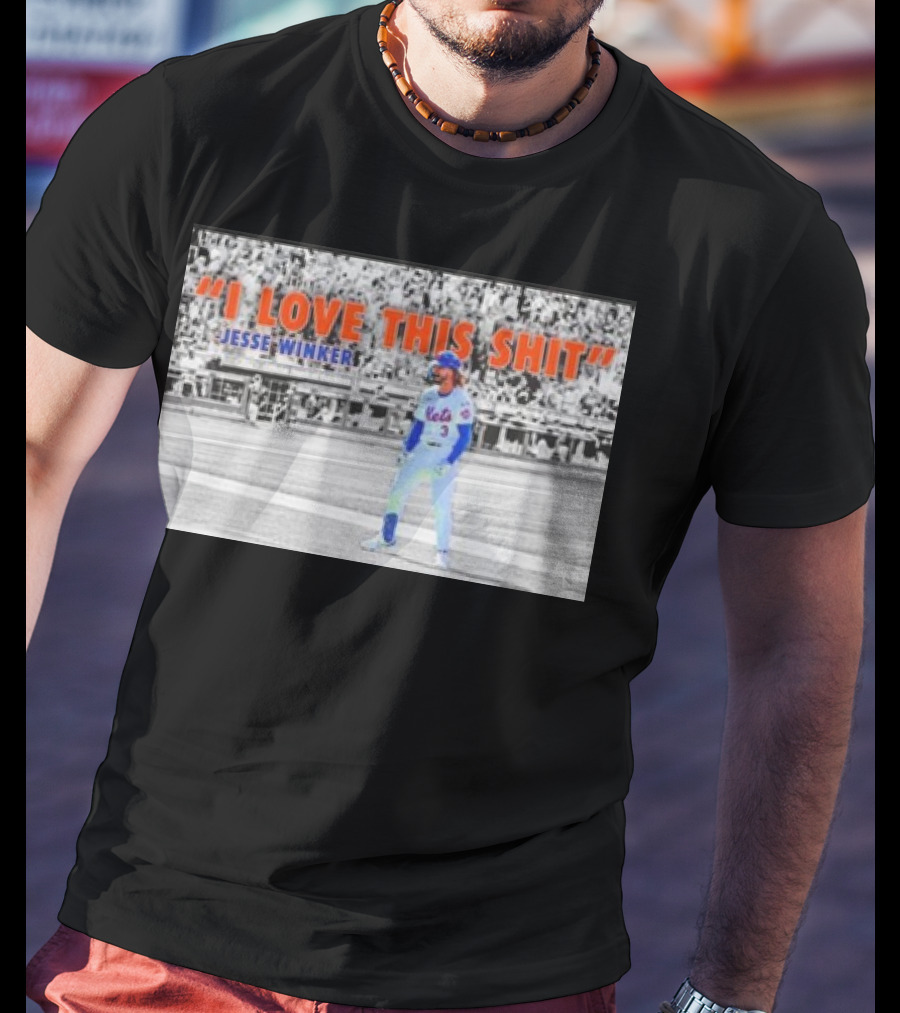 Jesse Winker New York Mets I Love This Shit Stadium Background T-Shirt