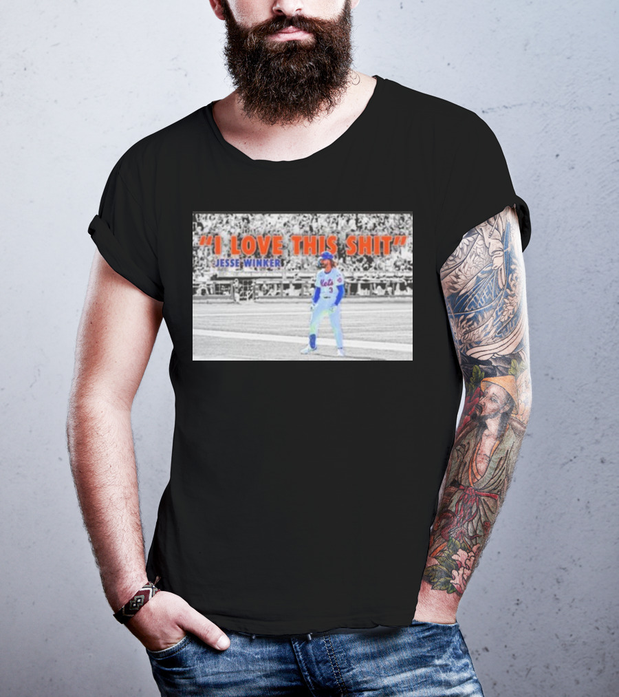 Jesse Winker New York Mets I Love This Shit Stadium Background T-Shirt