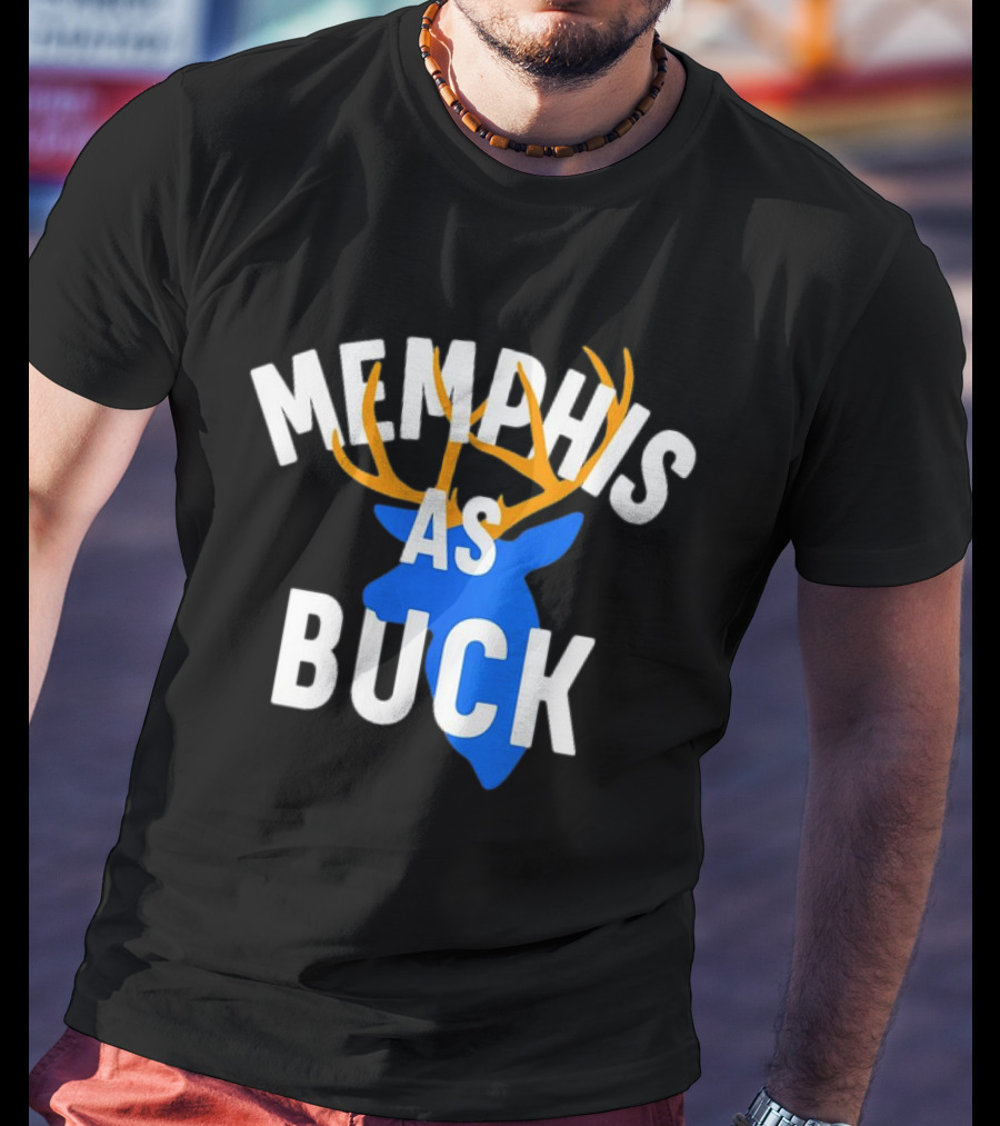 Memphis As Buck Blue Deer Head With Antlers T-Shirt