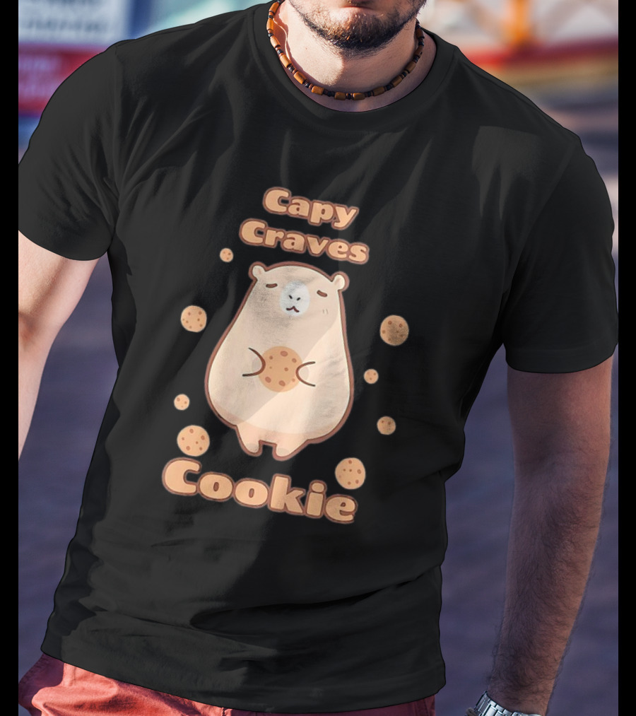Capy Craves Cookie Capybara Surrounded By Cookies T-Shirt