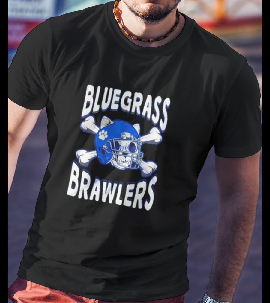 Bluegrass Brawlers Kentucky Wildcats Blue Skeleton Helmet With Bones T-Shirt